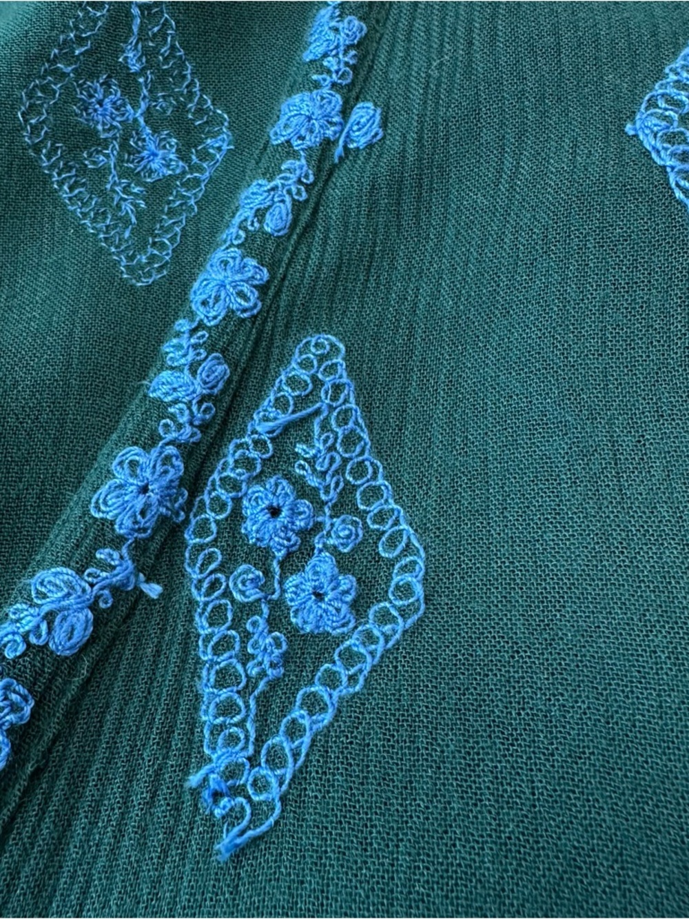 Free People Diamond Embroidered Tunic Top Gauzy Sheer size Small Mermaid Forest - Picture 16 of 16